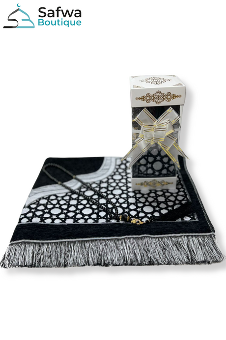 Coffret Cadeau Transparent Élégant – Tapis de Prière & Chapelet (Tasbih) | Muslim Box