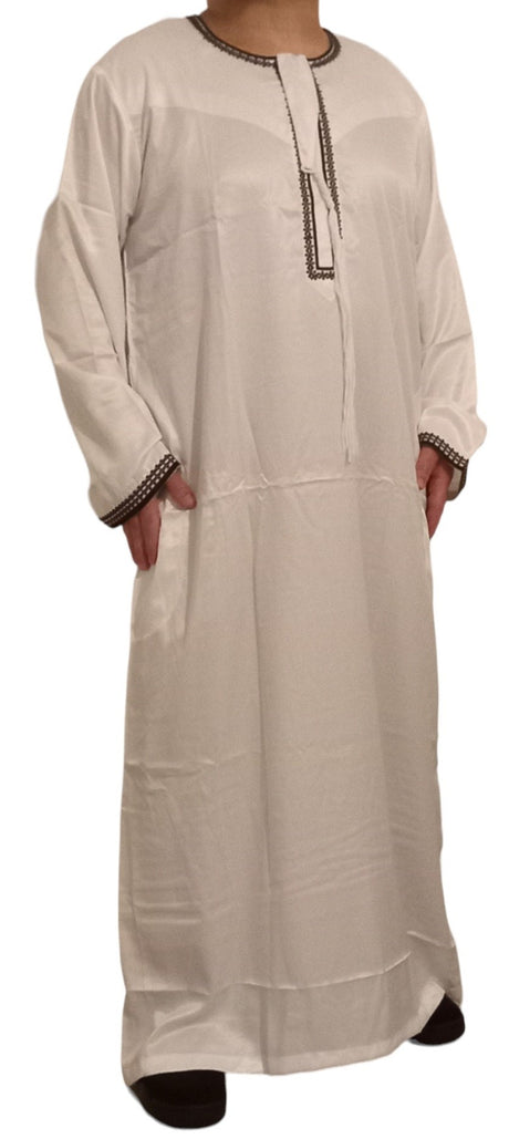 Qamis Omani en tissu satin précieux - Sultan