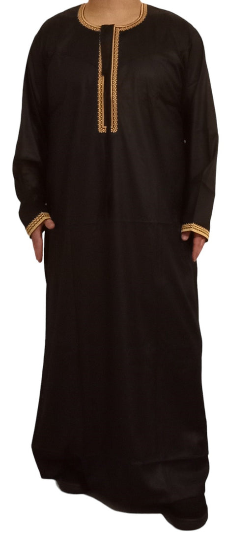Qamis Omani en tissu satin précieux - Sultan