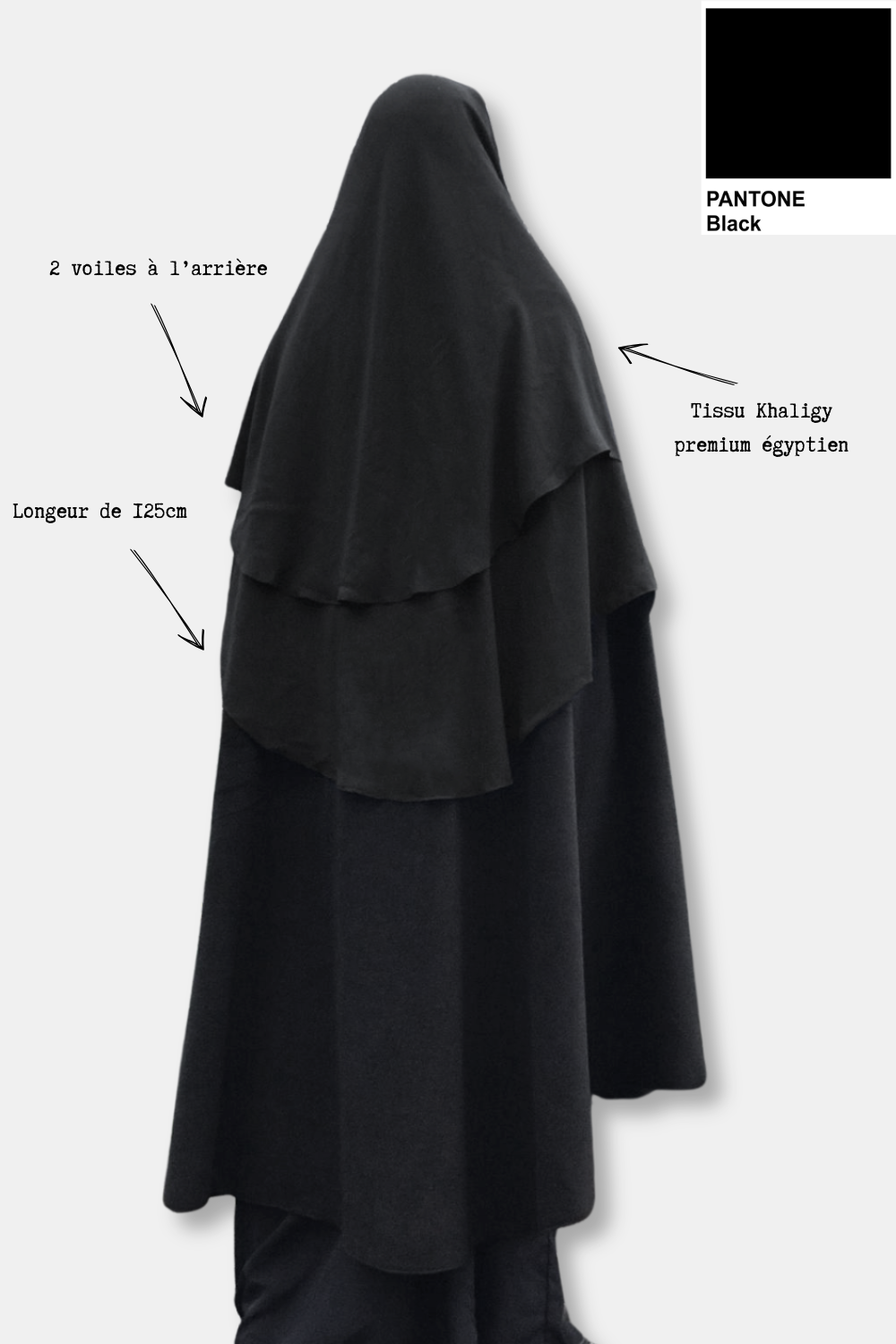 Niqab 2 Pièces à Clips 1m25 Umm Hafsa