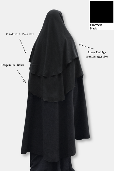 Niqab 2 Pièces à Clips 1m25 Umm Hafsa