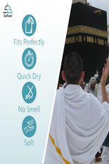 IHRAM pour Hajj et Omra 100 % Coton Égyptien – Sans Bouton – SAFWA