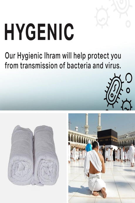 IHRAM pour Hajj et Omra – 100 % Coton Égyptien – Avec Boutons – SAFWA