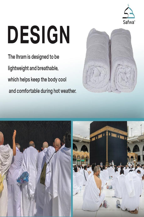 IHRAM pour Hajj et Omra – 100 % Coton Égyptien – Avec Boutons – SAFWA