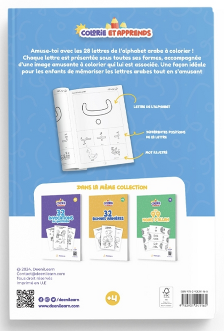 Colorie et Apprends : Les 28 lettres arabes - EDITION DeeniLearn