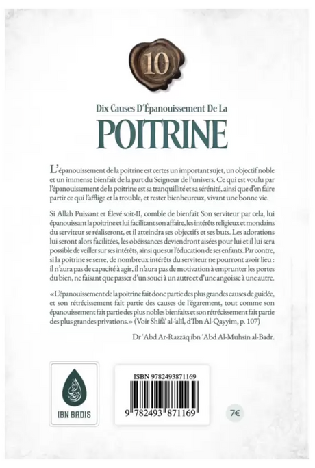 10 cause d’épanouissement de la poitrine de Abd Ar-Razzâq al-Badr - Edition IBN BADIS