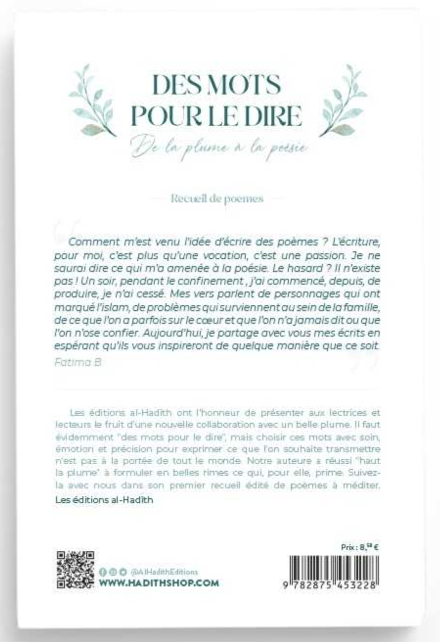 Des mots pour le dire de la plume à la poésie de Fatima Botachbaqut - Edition Al-Hadith