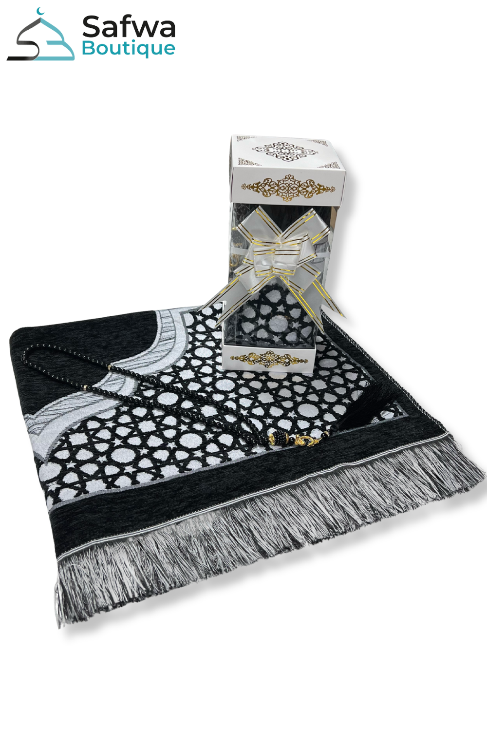 Coffret Cadeau Transparent Élégant – Tapis de Prière & Chapelet (Tasbih) | Muslim Box