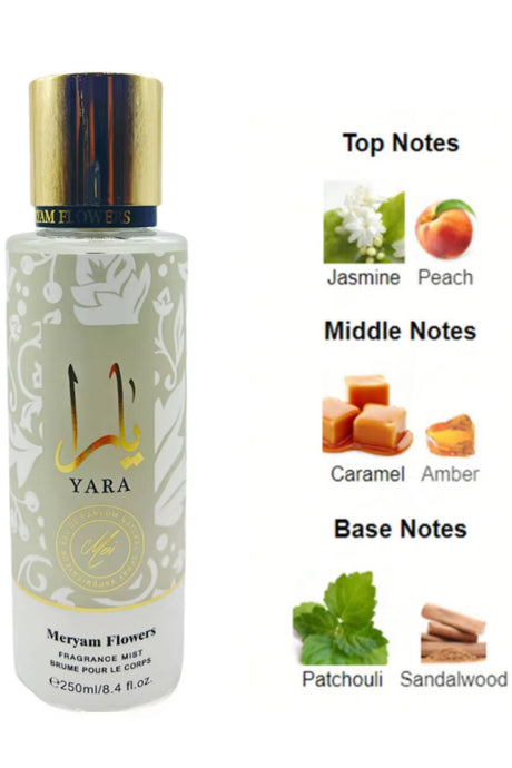 Yara Blanc Brume Parfumée 250 ml – Meryam Flowers | Brume Corporelle Florale et Gourmande
