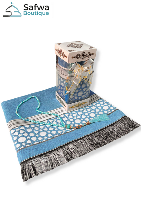 Coffret Cadeau Transparent Élégant – Tapis de Prière & Chapelet (Tasbih) | Muslim Box