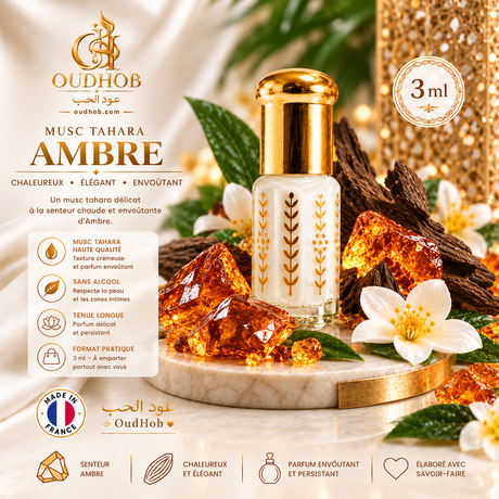 Musc Tahara Ambre – Musc Intime Sans Alcool 3 ml - Fabriqué en France – OudHob | عود الحب