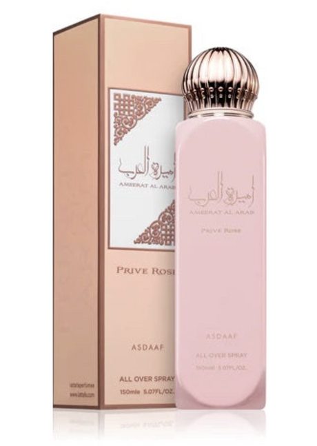 All Over Spray Ameerat Al Arab Rose Asdaaf spray corporel pour femme 150ml - Lattafa Dubaï