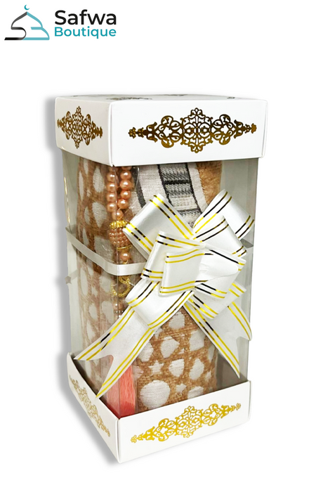 Coffret Cadeau Transparent Élégant – Tapis de Prière & Chapelet (Tasbih) | Muslim Box