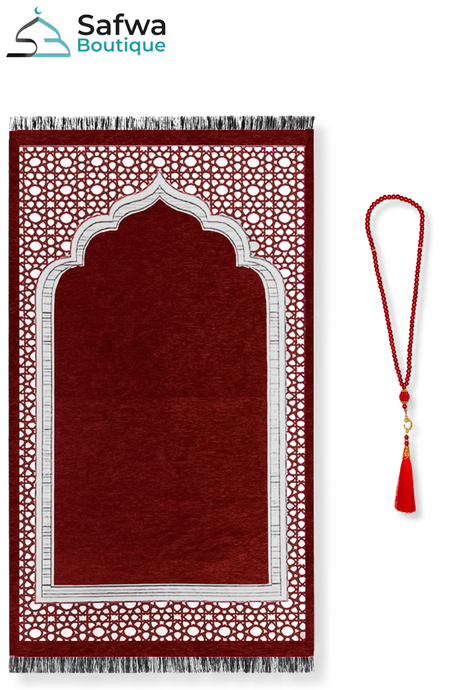 Coffret Cadeau Transparent Élégant – Tapis de Prière & Chapelet (Tasbih) | Muslim Box