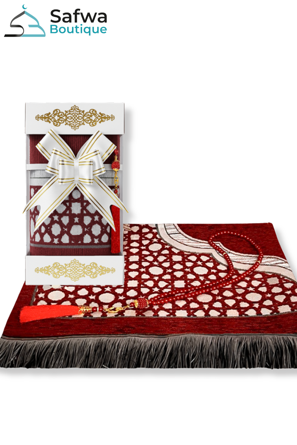 Coffret Cadeau Transparent Élégant – Tapis de Prière & Chapelet (Tasbih) | Muslim Box