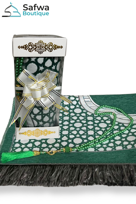 Coffret Cadeau Transparent Élégant – Tapis de Prière & Chapelet (Tasbih) | Muslim Box