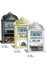 Horloge Adhan murale automatique AL-HARAMEEN HA-4004 – Horaires de prière, Qibla, Calendriers Hégirien & Grégorien