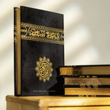 Coran Kaaba Arabe – Couverture Velours Noir Brodée Or – Mushaf Uthmani – Hafs – 14 × 20 cm