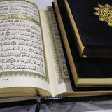 Coran Kaaba Arabe – Couverture Velours Noir Brodée Or – Mushaf Uthmani – Hafs – 14 × 20 cm