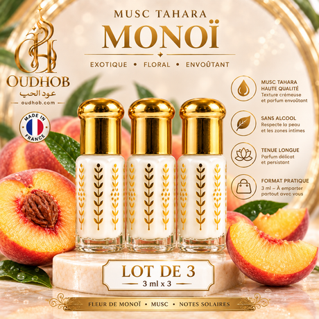 Musc Tahara Melocotón – Almizcle Íntimo Sin Alcohol 3 ml – OudHob | عود الحب