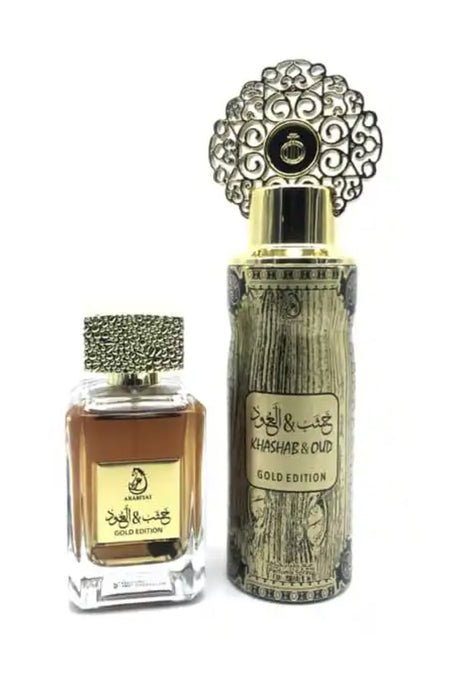 Coffret Parfum d’Orient KHASHAB & OUD GOLD – eau de parfum 100ml & Déodorant 200ml - My Perfumes Dubaï