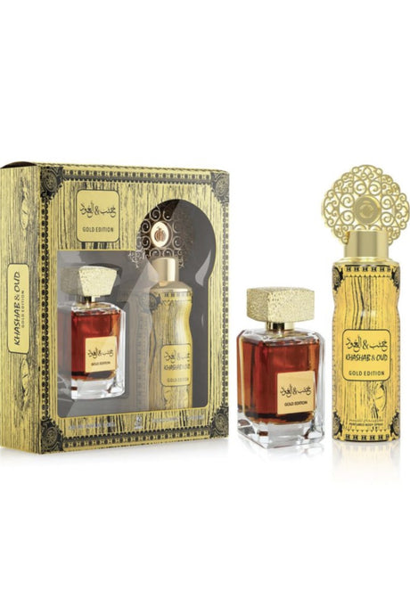 Coffret Parfum d’Orient KHASHAB & OUD GOLD – eau de parfum 100ml & Déodorant 200ml - My Perfumes Dubaï