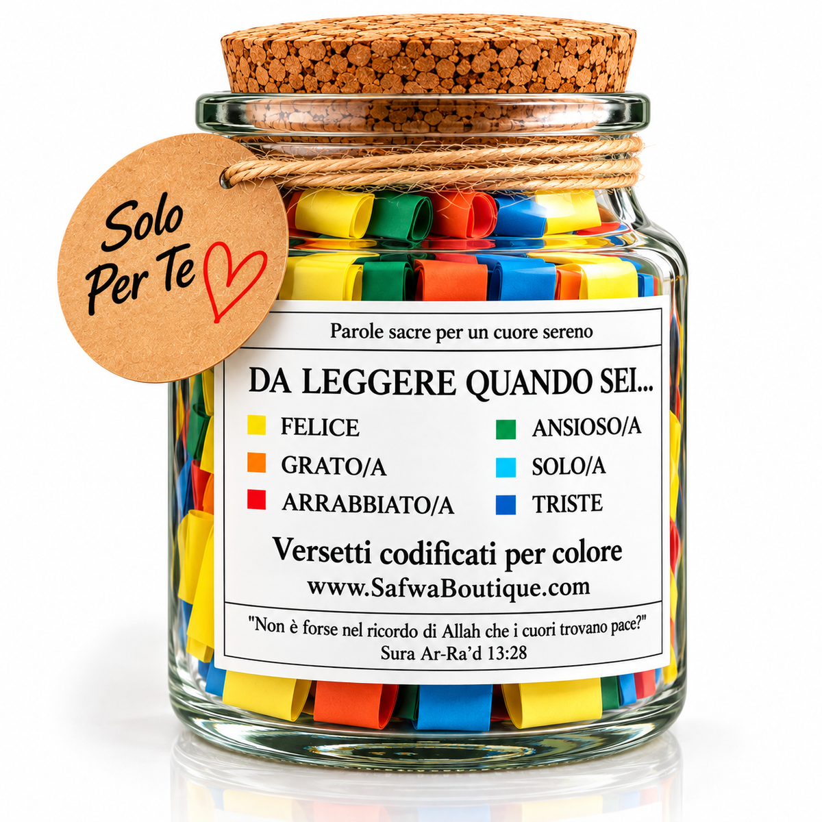 Bocal Coran Safwa® Italien – Versets en Arabe & Italien – 6 Émotions – Coffret Cadeau Islamique