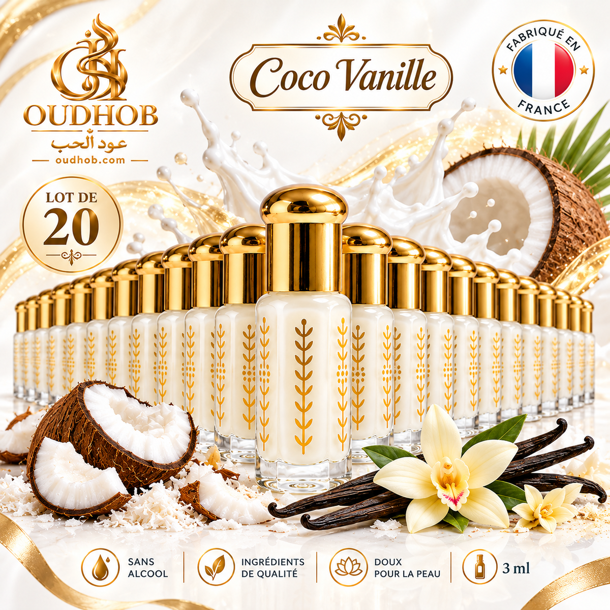Musc Tahara Coco Vanilla – Alcohol-Free Intimate Musk 3 ml - Made in France – OudHob | عود الحب