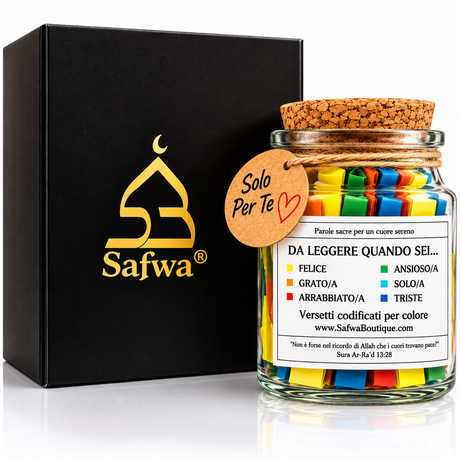 Bocal Coran Safwa® Italien – Versets en Arabe & Italien – 6 Émotions – Coffret Cadeau Islamique