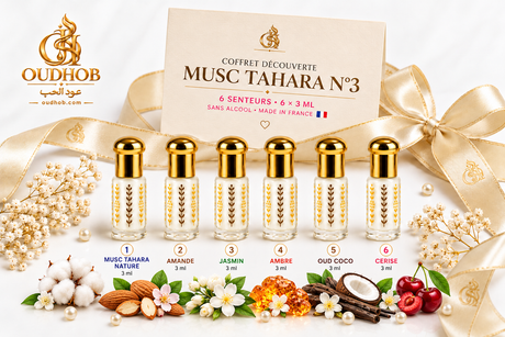 Coffret Découverte Musc Tahara N°3 – 6 Senteurs × 3 ml Sans Alcool - Fabriqué en France – OudHob | عود الحب