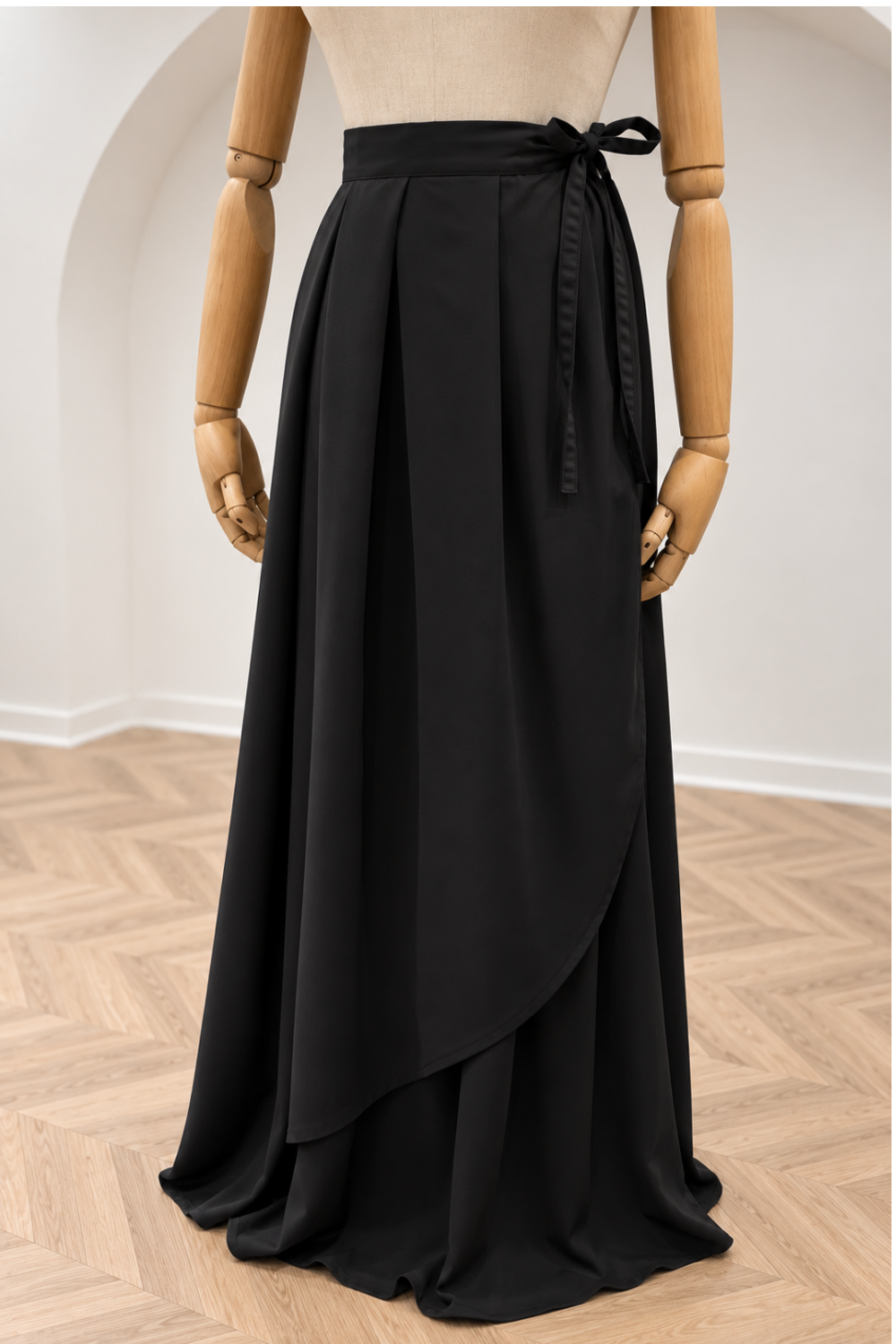 Jupe Portefeuille by Umm Hafsa – Longue, Ample et Fluide – Woolpeach Premium