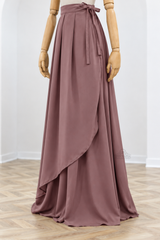 Jupe Portefeuille by Umm Hafsa – Longue, Ample et Fluide – Woolpeach Premium