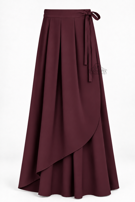 Jupe Portefeuille by Umm Hafsa – Longue, Ample et Fluide – Woolpeach Premium
