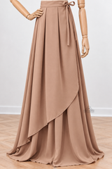Jupe Portefeuille by Umm Hafsa – Longue, Ample et Fluide – Woolpeach Premium