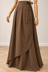 Jupe Portefeuille by Umm Hafsa – Longue, Ample et Fluide – Woolpeach Premium