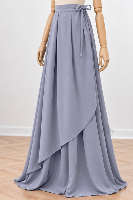 Jupe Portefeuille by Umm Hafsa – Longue, Ample et Fluide – Woolpeach Premium