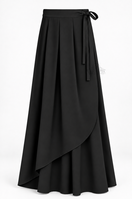 Jupe Portefeuille by Umm Hafsa – Longue, Ample et Fluide – Woolpeach Premium