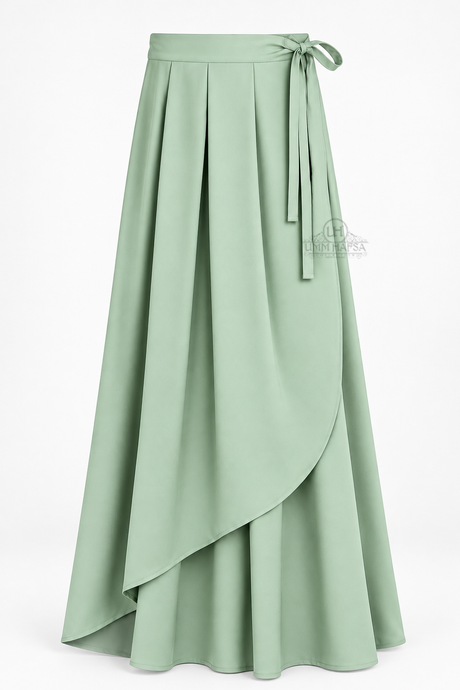 Jupe Portefeuille by Umm Hafsa – Longue, Ample et Fluide – Woolpeach Premium