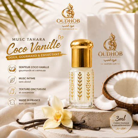 Musc Tahara Coco Vanille – Musc Intime Sans Alcool 3 ml – OudHob | عود الحب