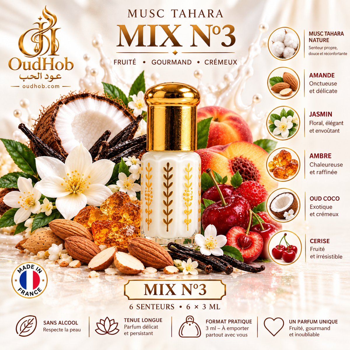 Coffret Découverte Musc Tahara N°3 – 6 Senteurs × 3 ml Sans Alcool - Fabriqué en France – OudHob | عود الحب
